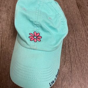 Aqua Life Is Good Flower Baseball Hat